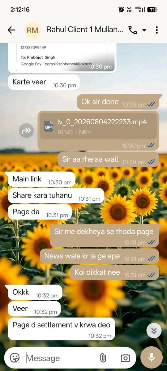 Satisfied client chat review for Prabhjot Singh Digitech Growth