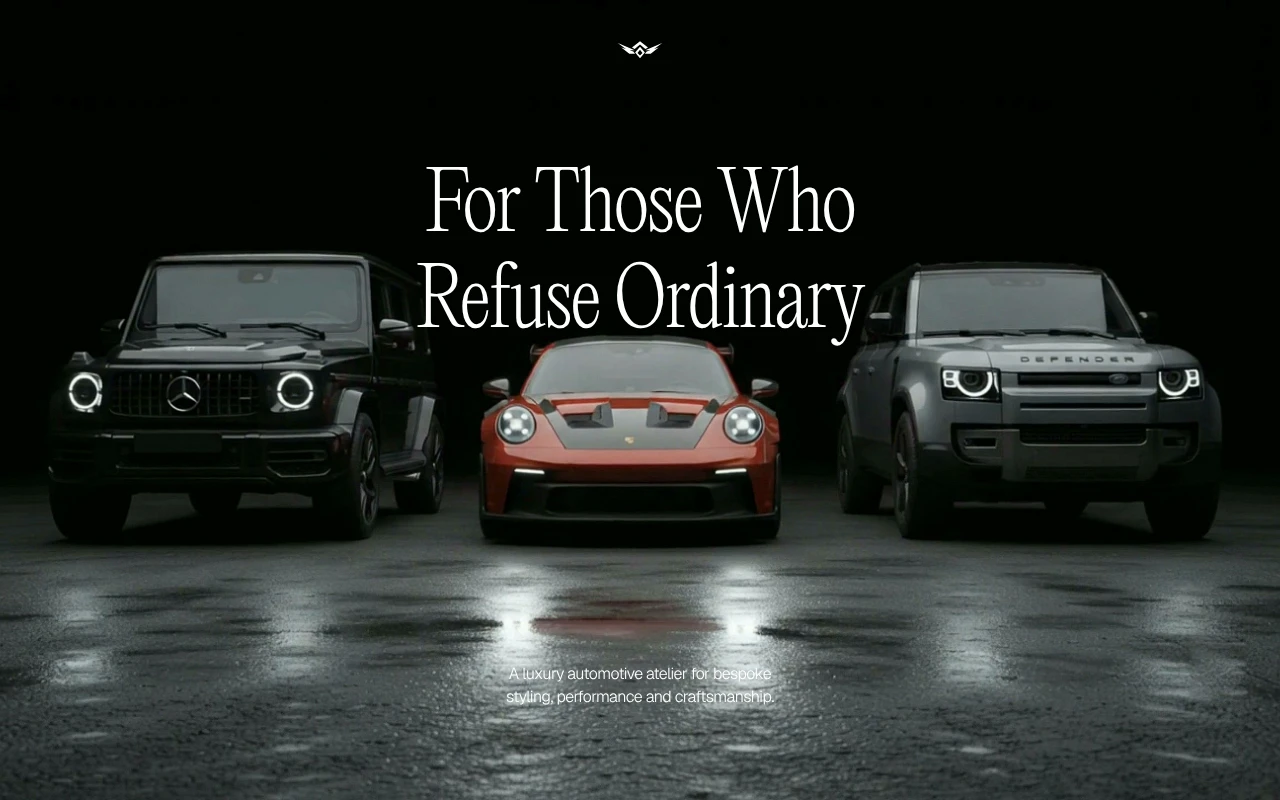 Branders luxury automotive bespoke tuning studio website desktop view